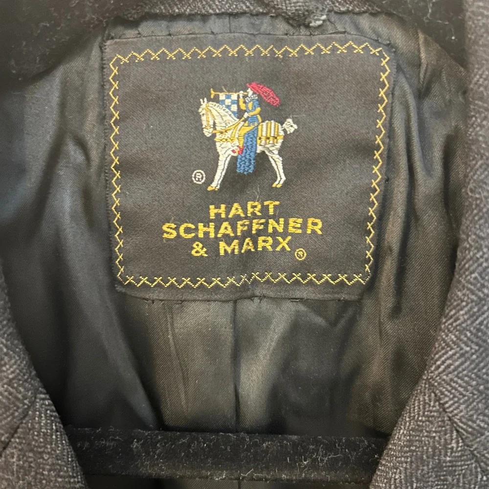 Hart Schaffner Marx Wool Blend Overcoat Luxury Herringbone Gray Old Money Career